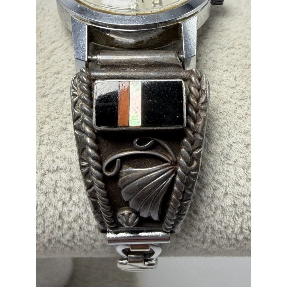 Caravelle Native Indian‎ Style Band Sterling Silver 24MM 5.75